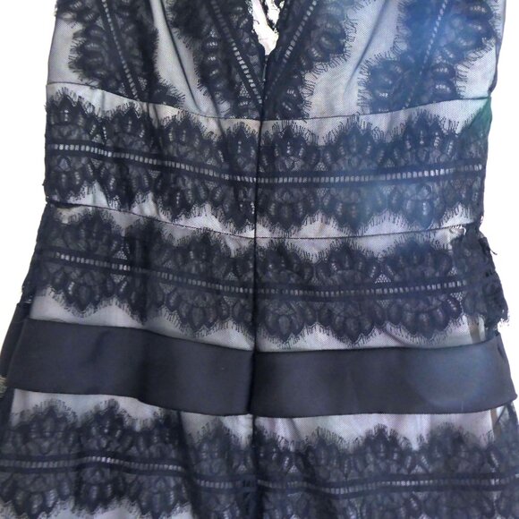 JS Collections Empire Waist V-Neckline Lace Black & Cream Long Dress Size 12. - Picture 8 of 12